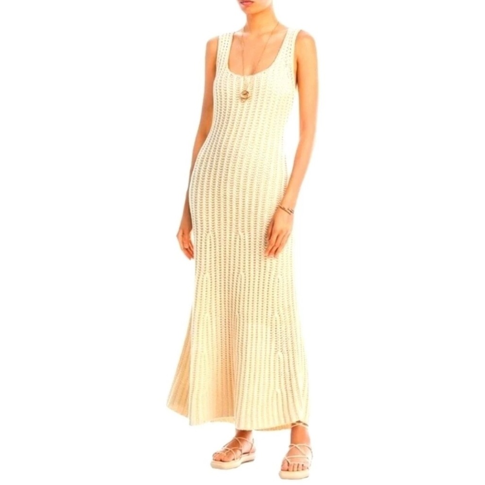 By Malene Birger Lione Knit Maxi Dress Cream Boho crochet Quiet Luxury